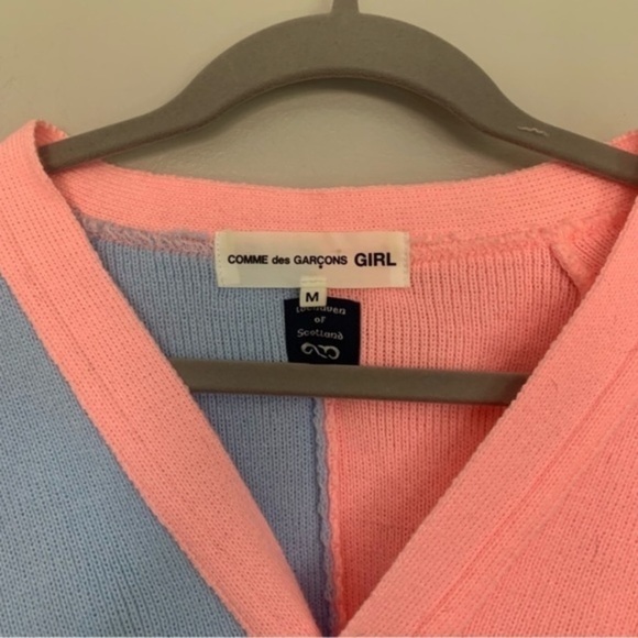 Comme des Garçons GIRL x Lochaven of Scotland Cardigan Colorblock Pink Blue - Picture 5 of 7